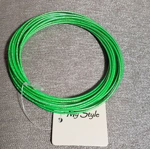 Lime green metal Bangle Bracelet Stack